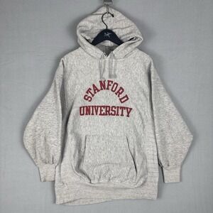 Vintage Pro Weave Standford University Fleece Hoodie Grey Mens XL USA 80s
